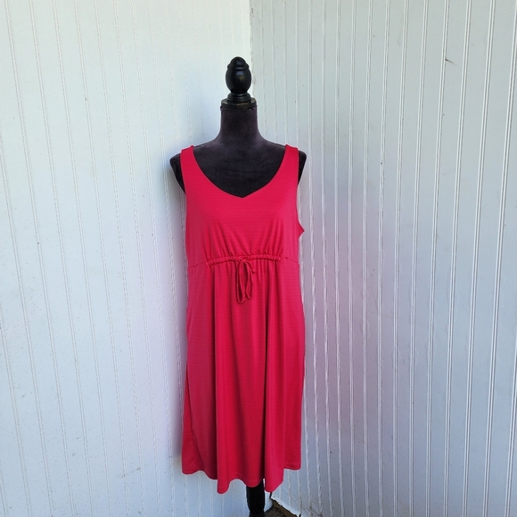 Columbia Dress Easy Does It Sleeveless Drawstring Waist Hot Pink Stretch XL - Picture 1 of 13